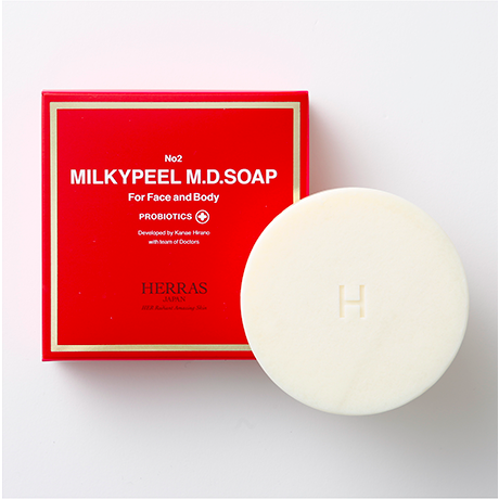 HERRAS ミルキーピール エムディーソープ 乳酸菌プラス MILKYPEEL M.D.SOAP PROBIOTICS +